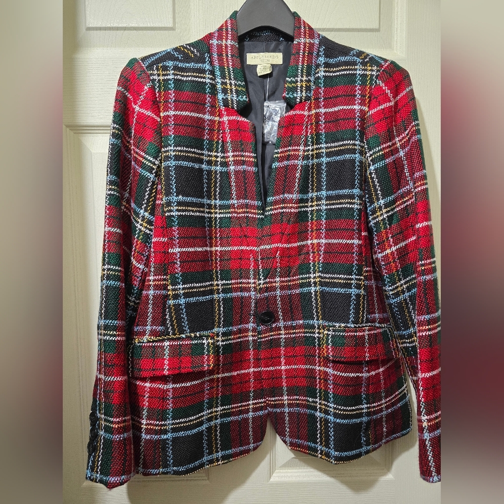 New Appleseed Petite Tartan plaid Blazer